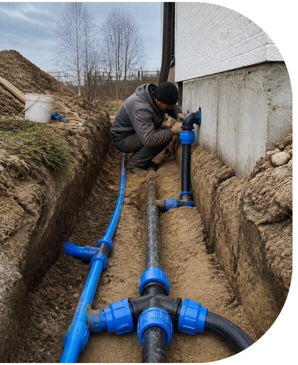 Монтаж наружного водопровода на участке под ключ в Алапаевске
